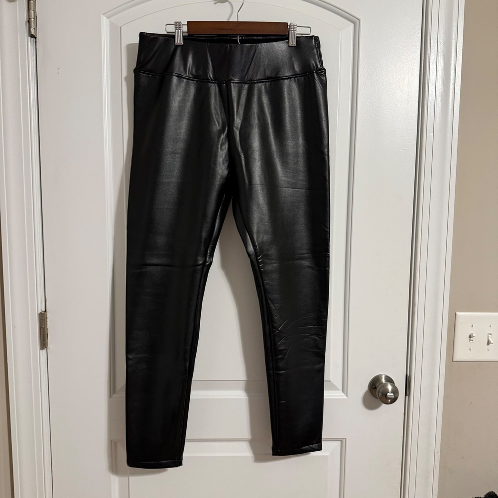 Flamingo Shop Black Faux Leather Leggings Plus Size 2XL High Waisted NWT